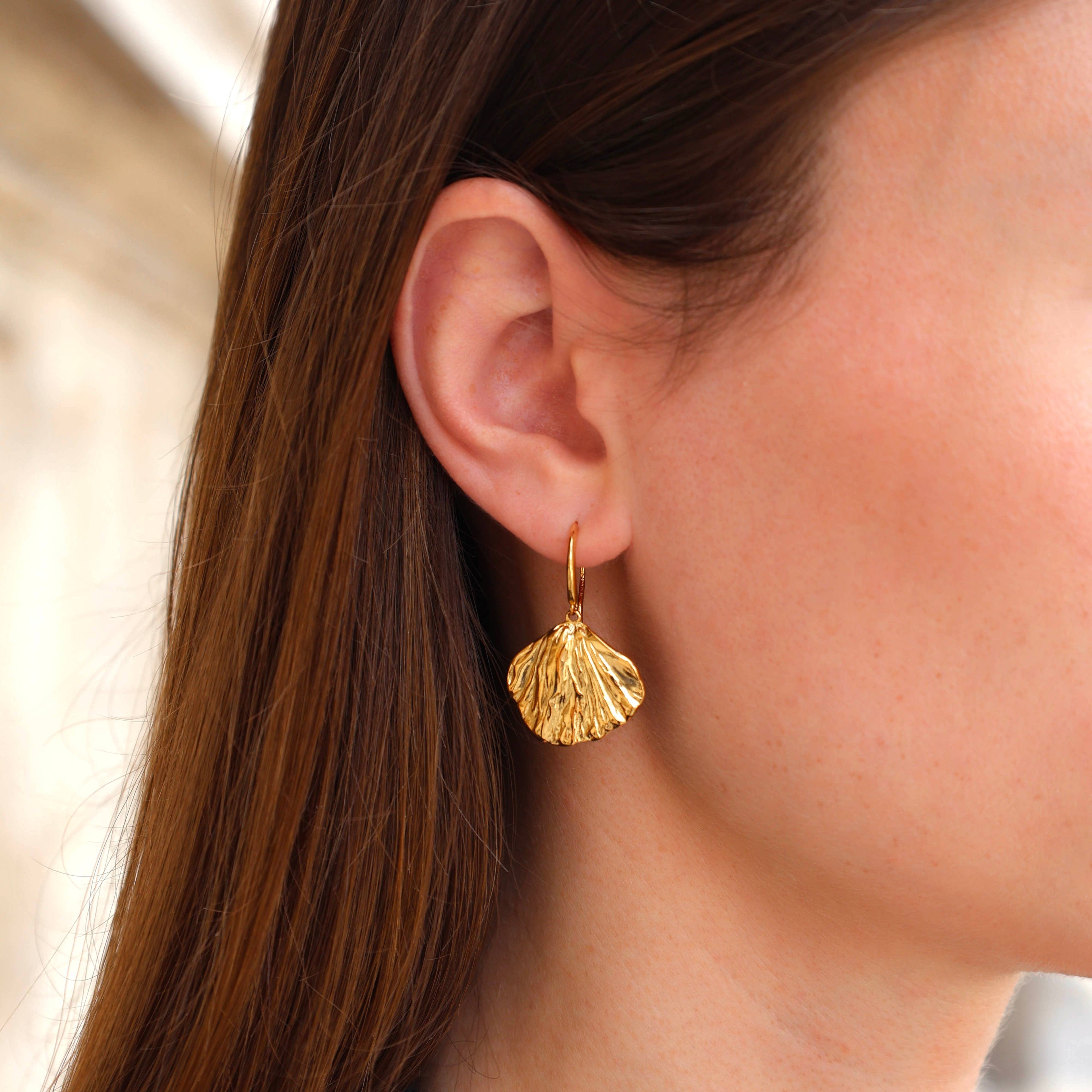 Ginkgo leaf drop earrings