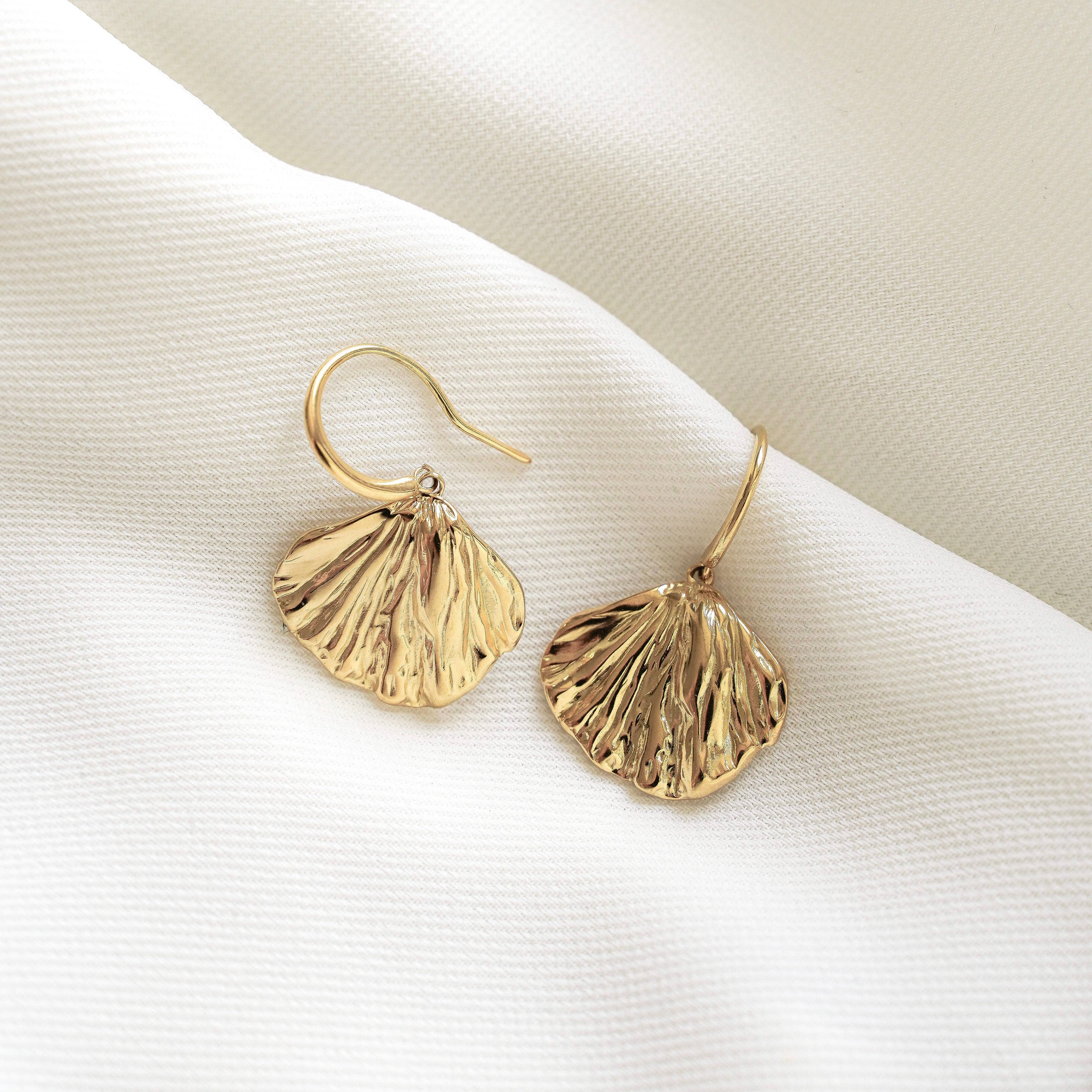 Ginkgo leaf drop earrings