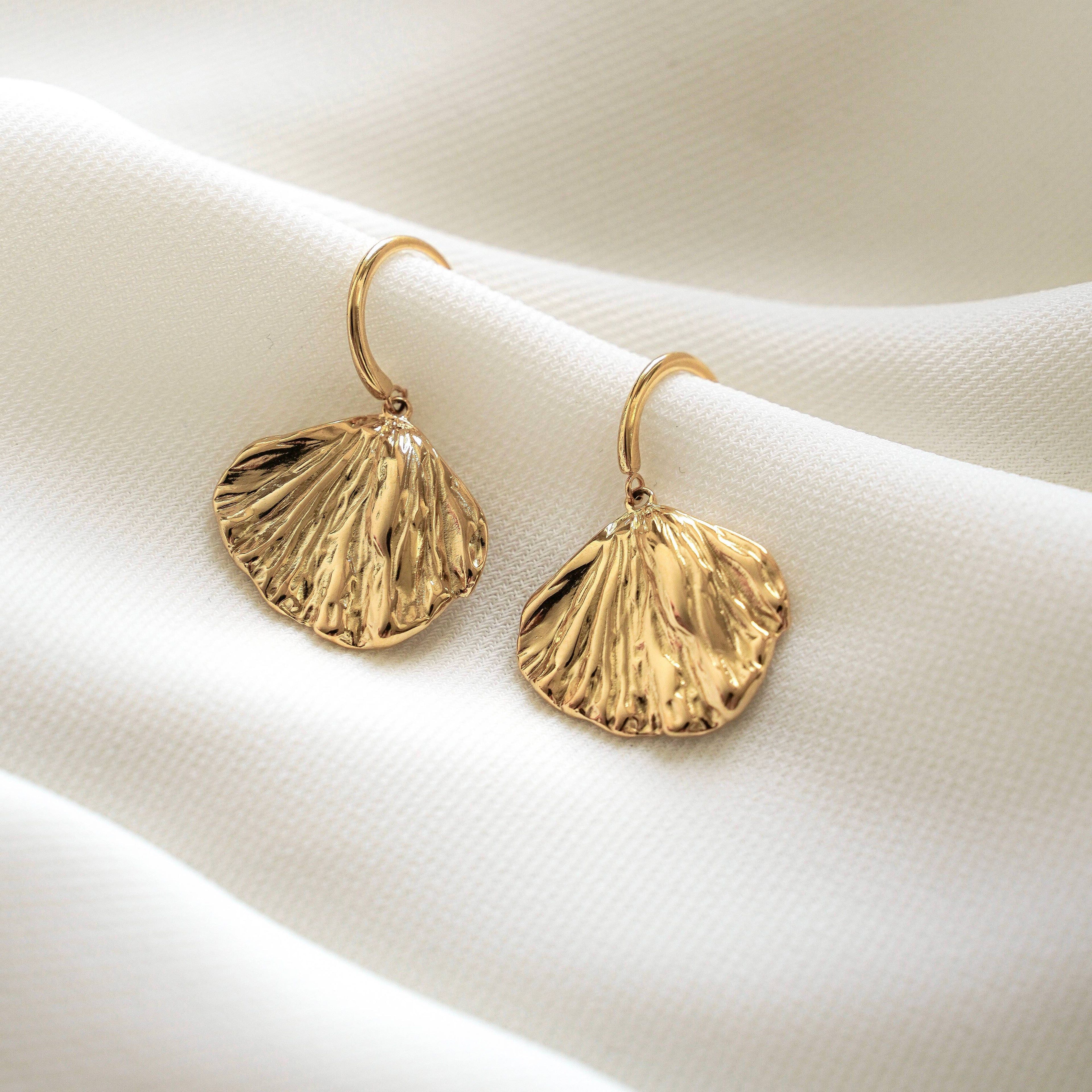 Ginkgo leaf drop earrings